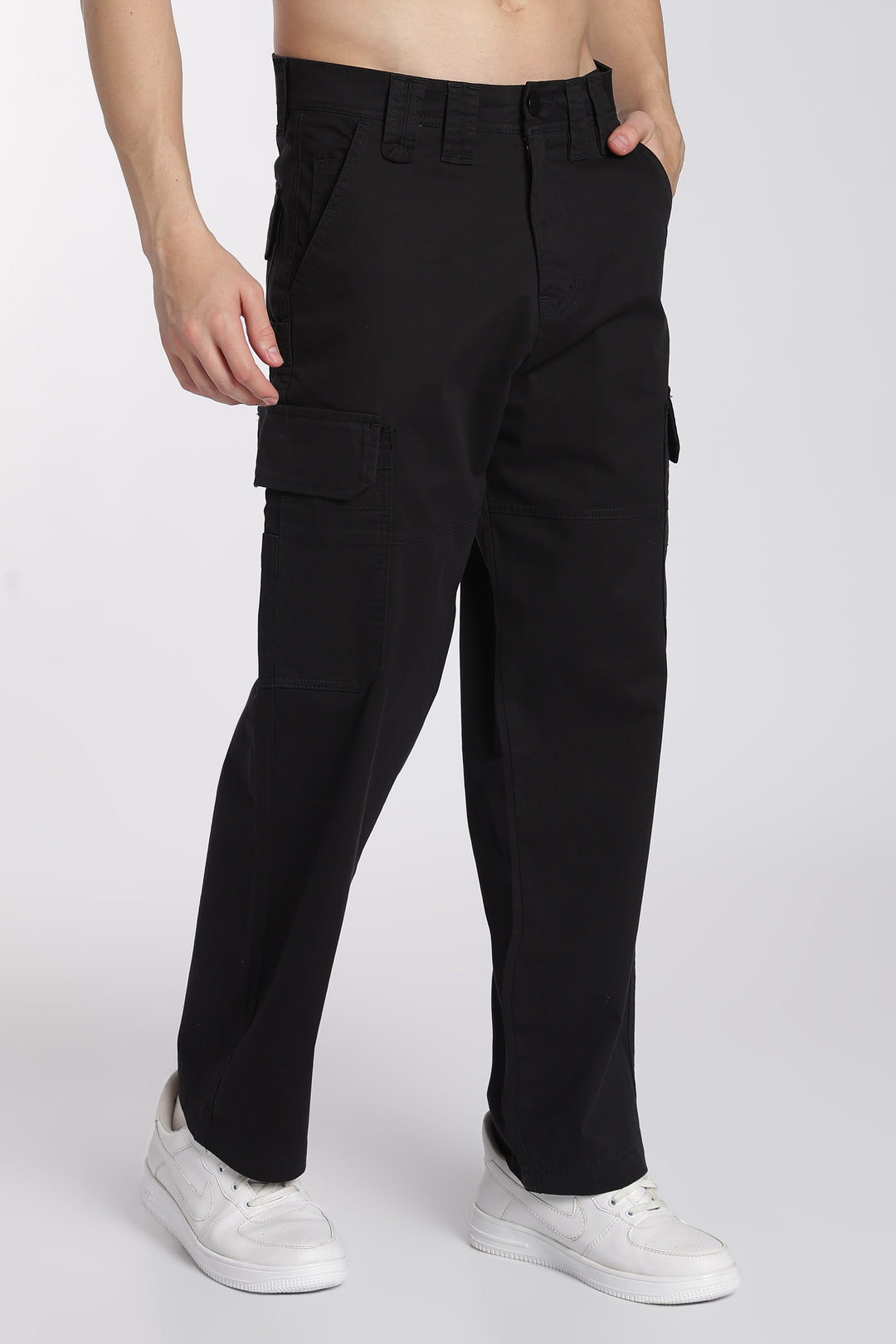 Men's Black Cargo Pants Relaxed Fit