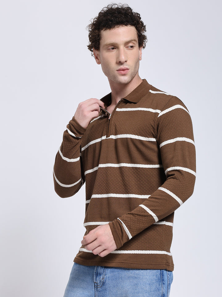 Full sleeve knitted pre-winter brown T-shirt