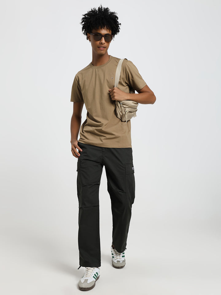 Men's Honeycomb weave straight fit dark green cargo