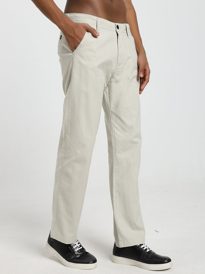 Saint jones slub light grey trousers