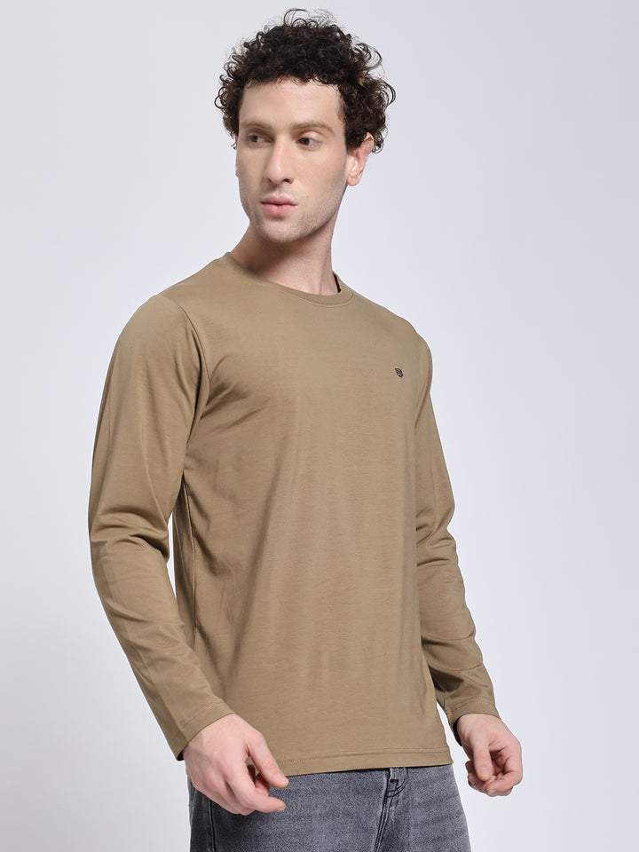 Men’s Solid Brown Full Sleeve Lycra T-Shirt