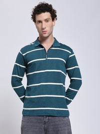 Full sleeve knitted pre-winter turquoise T-shirt
