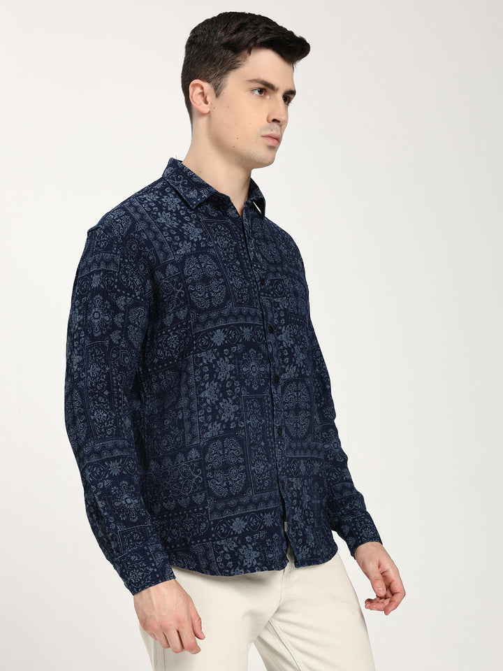 Blue Denim Patterned Shirt