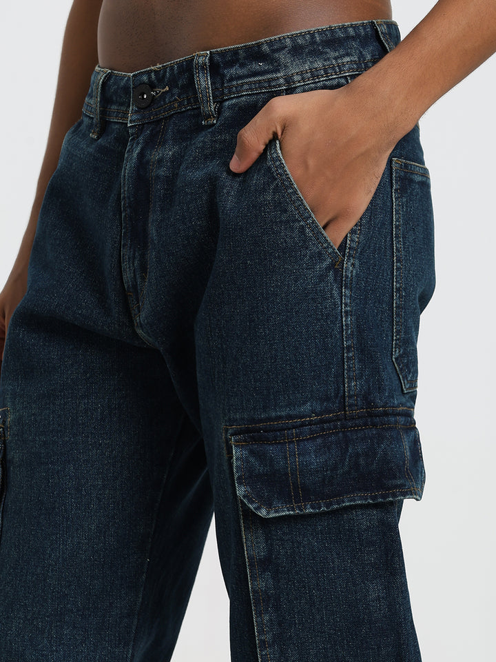 Men’s Dark Wash Cargo Jeans