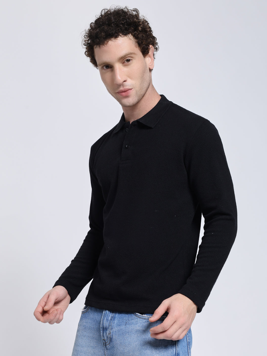 Men’s Black Full Sleeve Polo T-Shirt