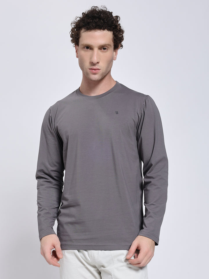 Men’s Solid Dark Grey Full Sleeve Lycra T-Shirt