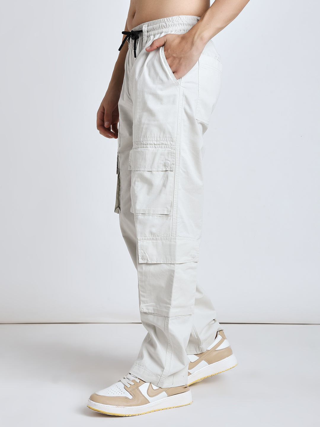 Men's Heritage Snap off white baggy cargo pants