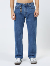 Men's Mid wash blue loose jeans