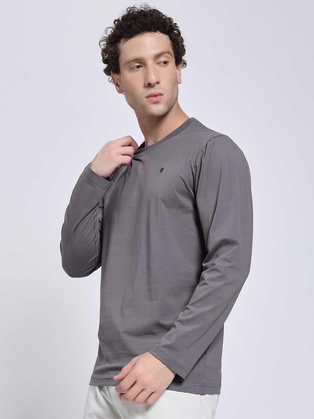 Men’s Solid Dark Grey Full Sleeve Lycra T-Shirt