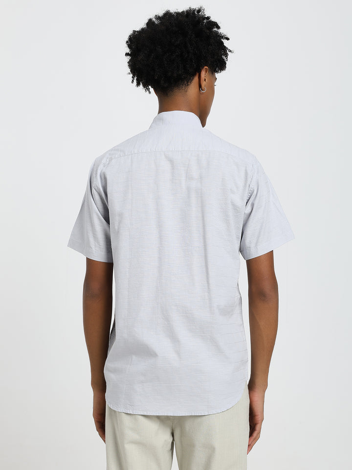 Linen blend grey half sleeve shirt