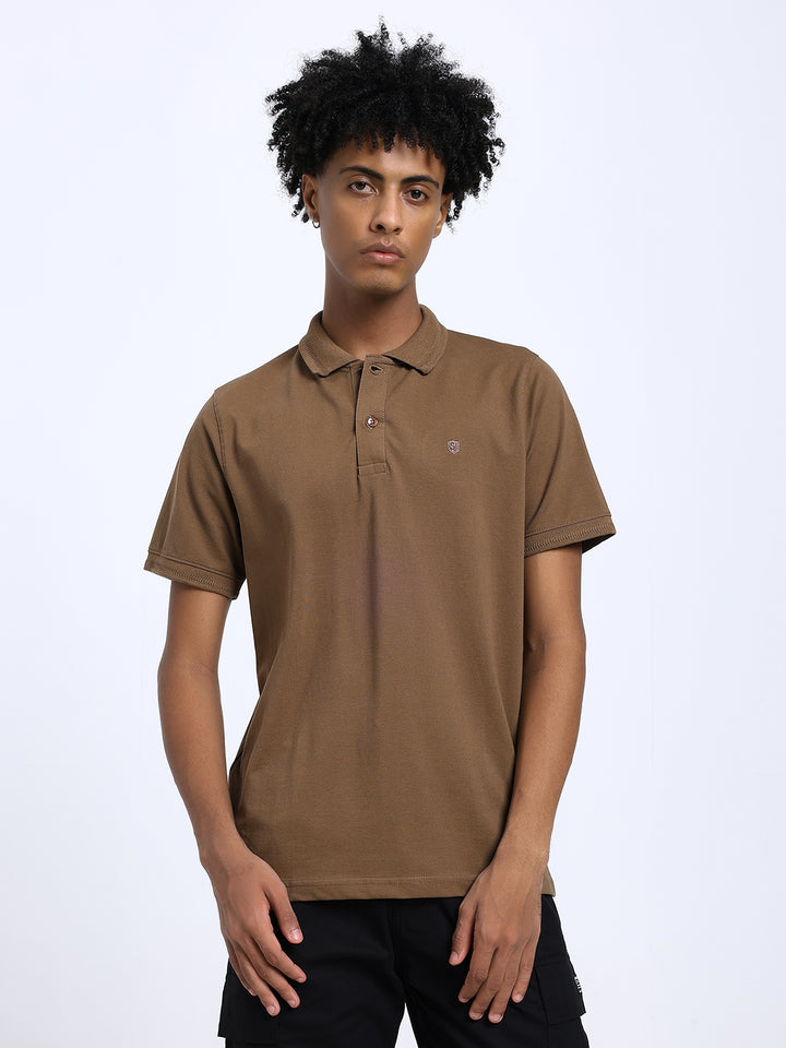 Saint Jones Brown Polo T-Shirt