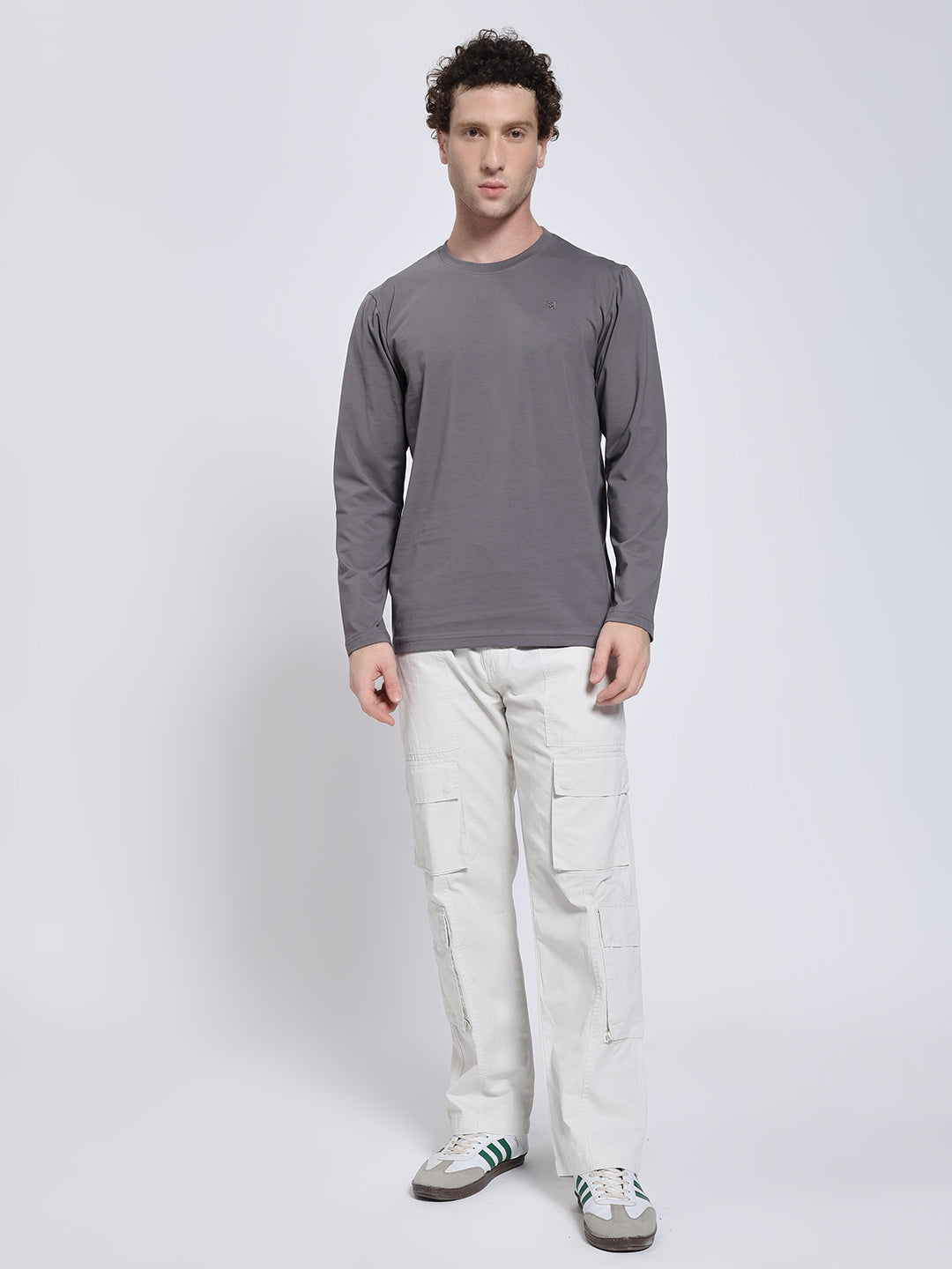 Men’s Solid Dark Grey Full Sleeve Lycra T-Shirt