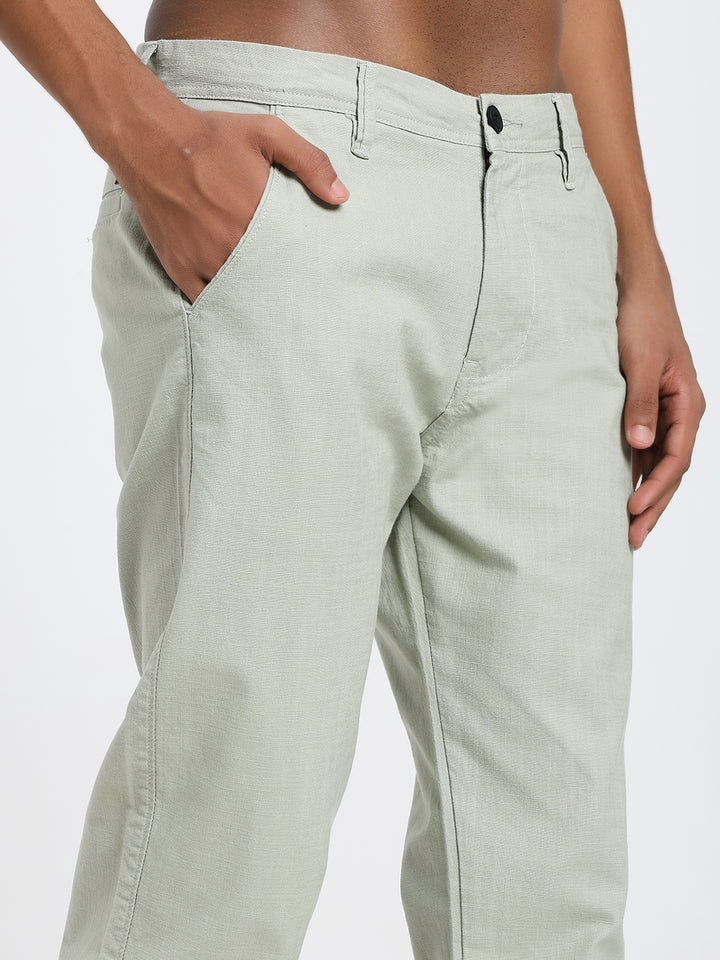 Saint jones slub sage green trousers