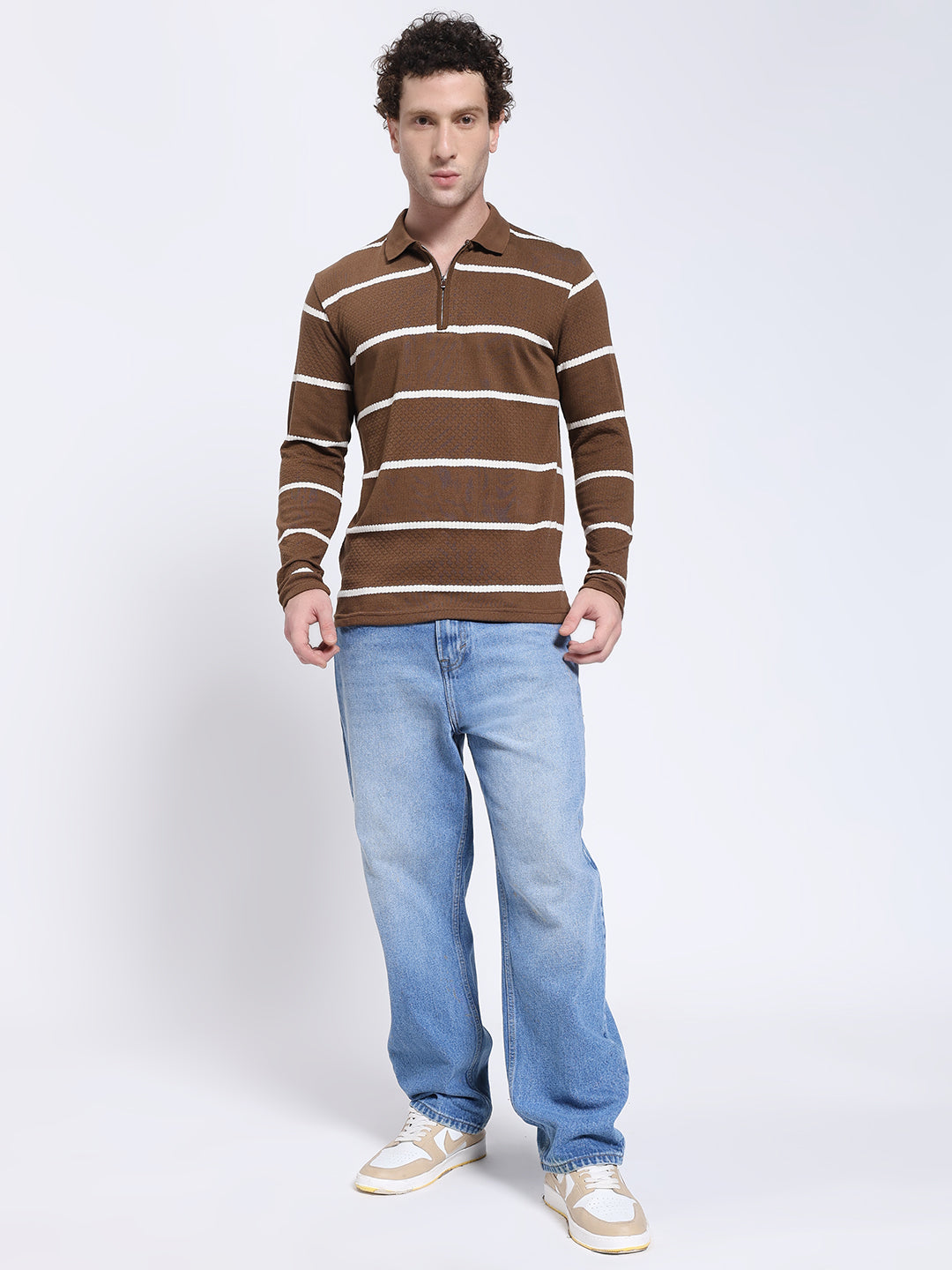 Full sleeve knitted pre-winter brown T-shirt