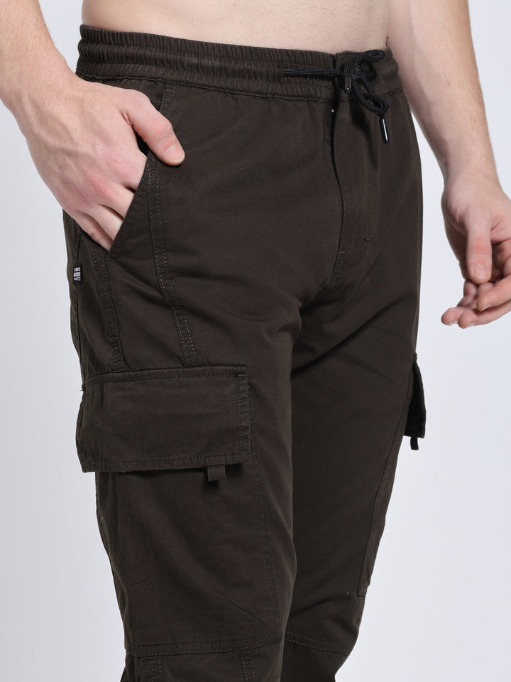 Men's Dark Brown Six Pocket Cargo Comfort Fit