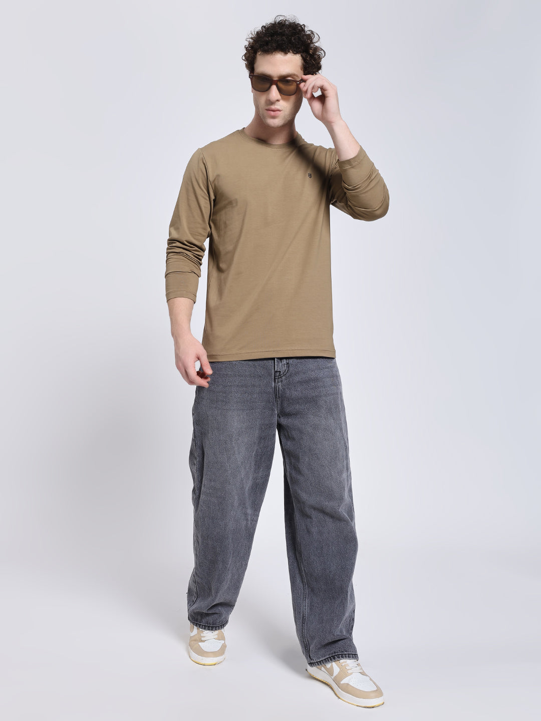 Men’s Solid Brown Full Sleeve Lycra T-Shirt