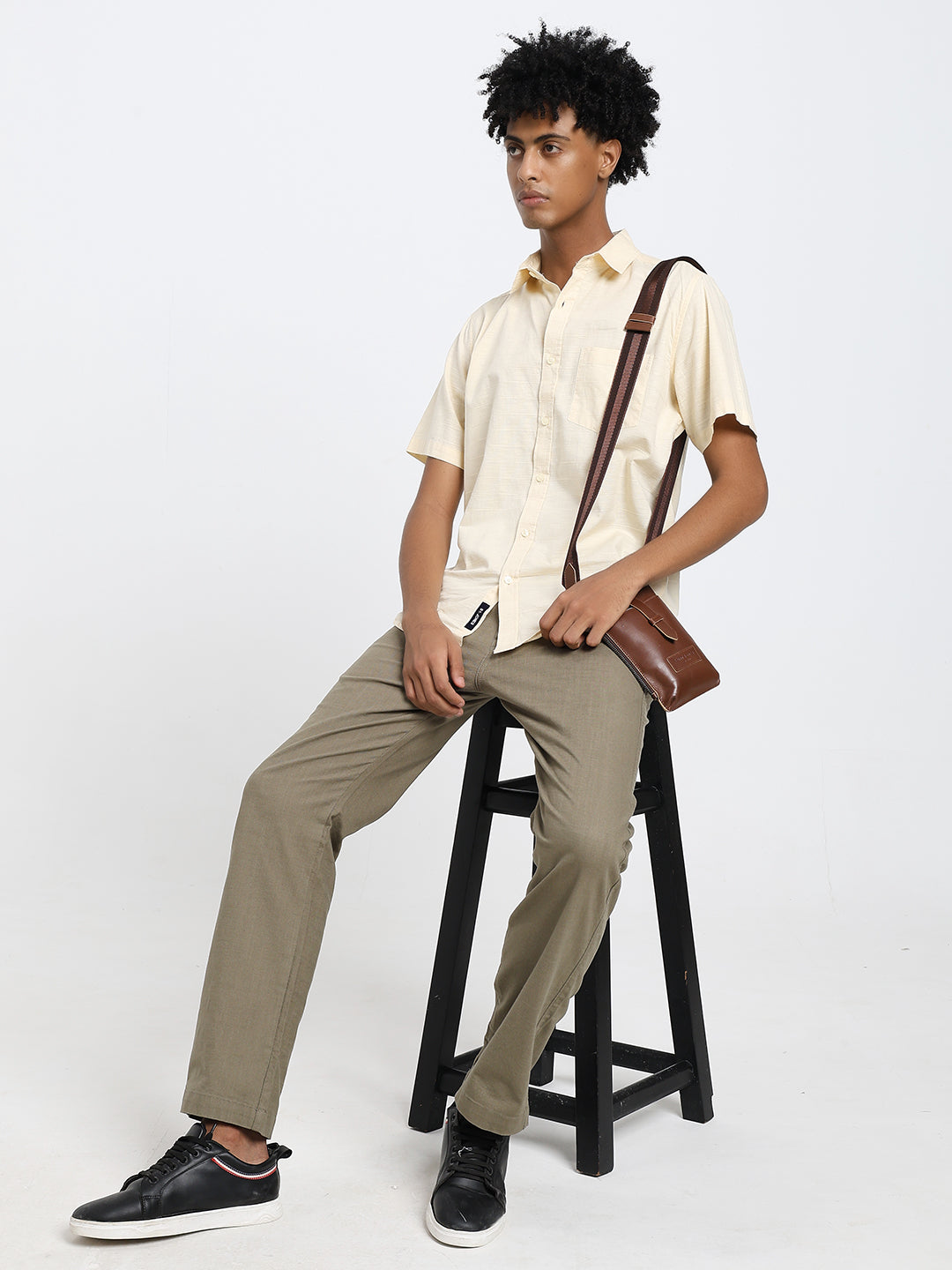 Saint jones slub olive trousers