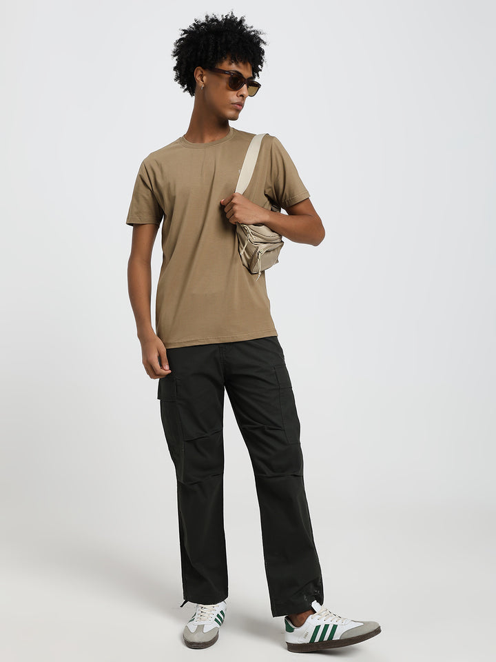 Men's Honeycomb weave straight fit dark green cargo