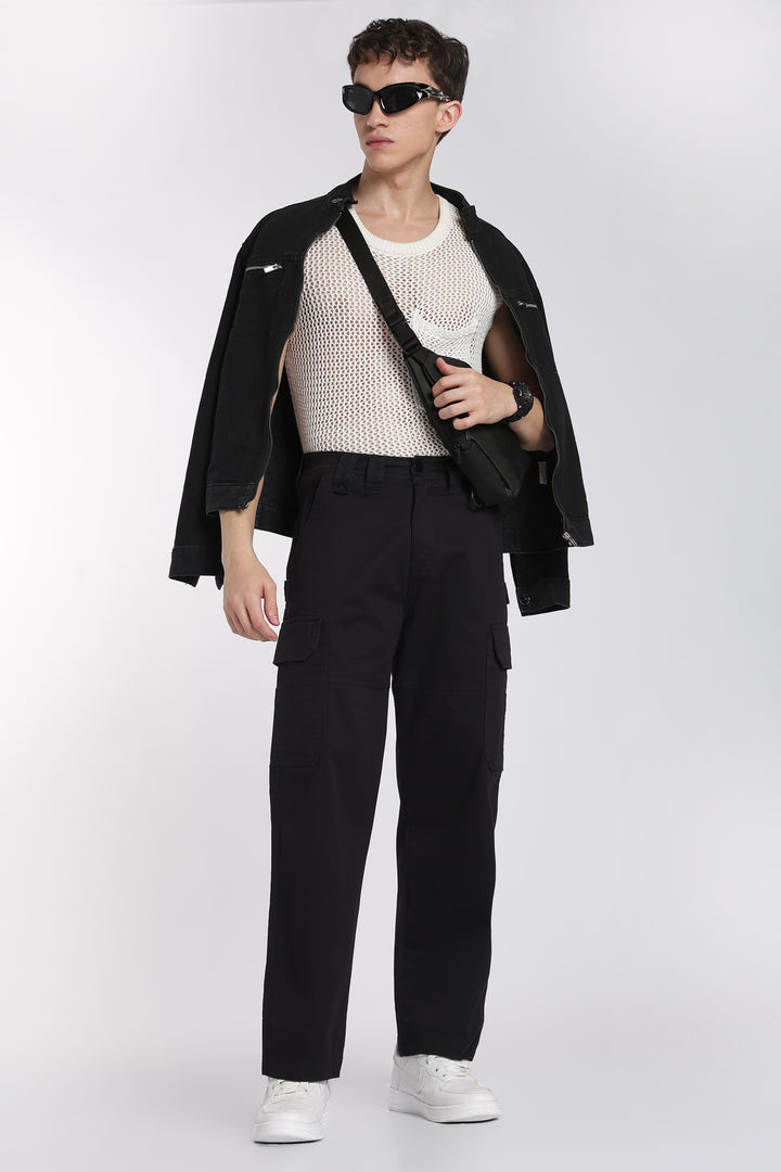 Men's Black Cargo Pants Relaxed Fit