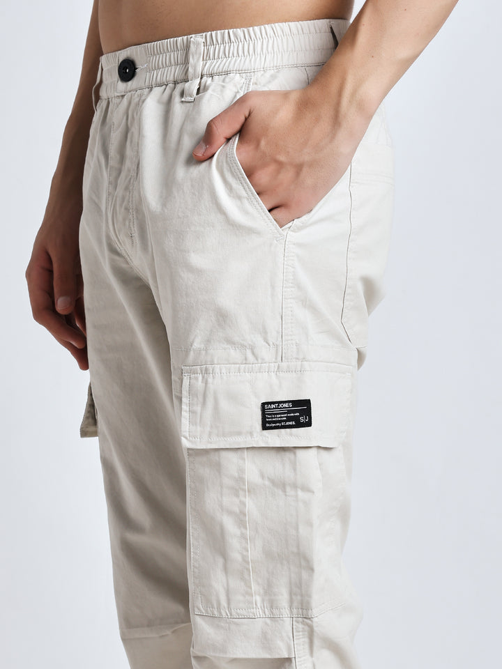 New edition straight fit cream Six pockets