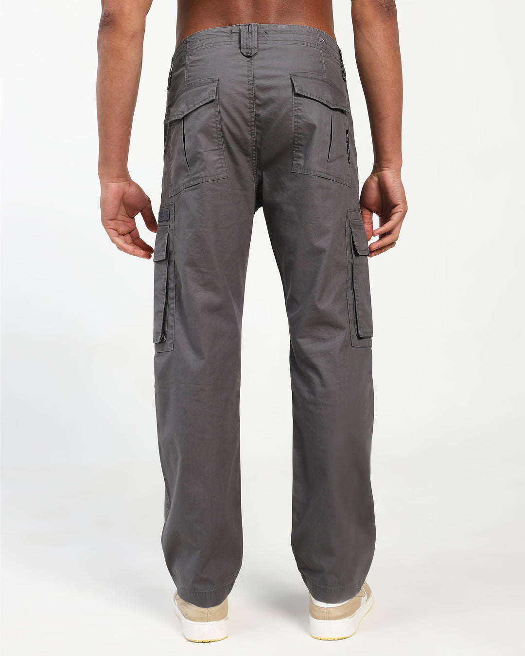 Men’s Dark Grey Straight Fit Cargo Pants with Utility Pockets