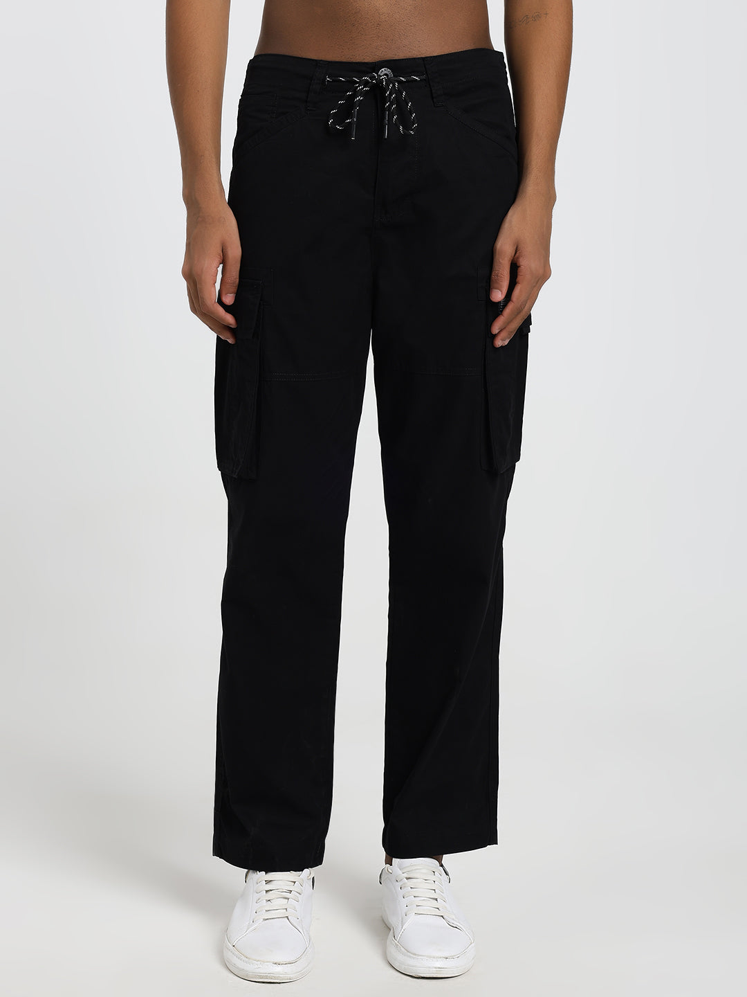 Men's Honeycomb weave black straight fit cargo