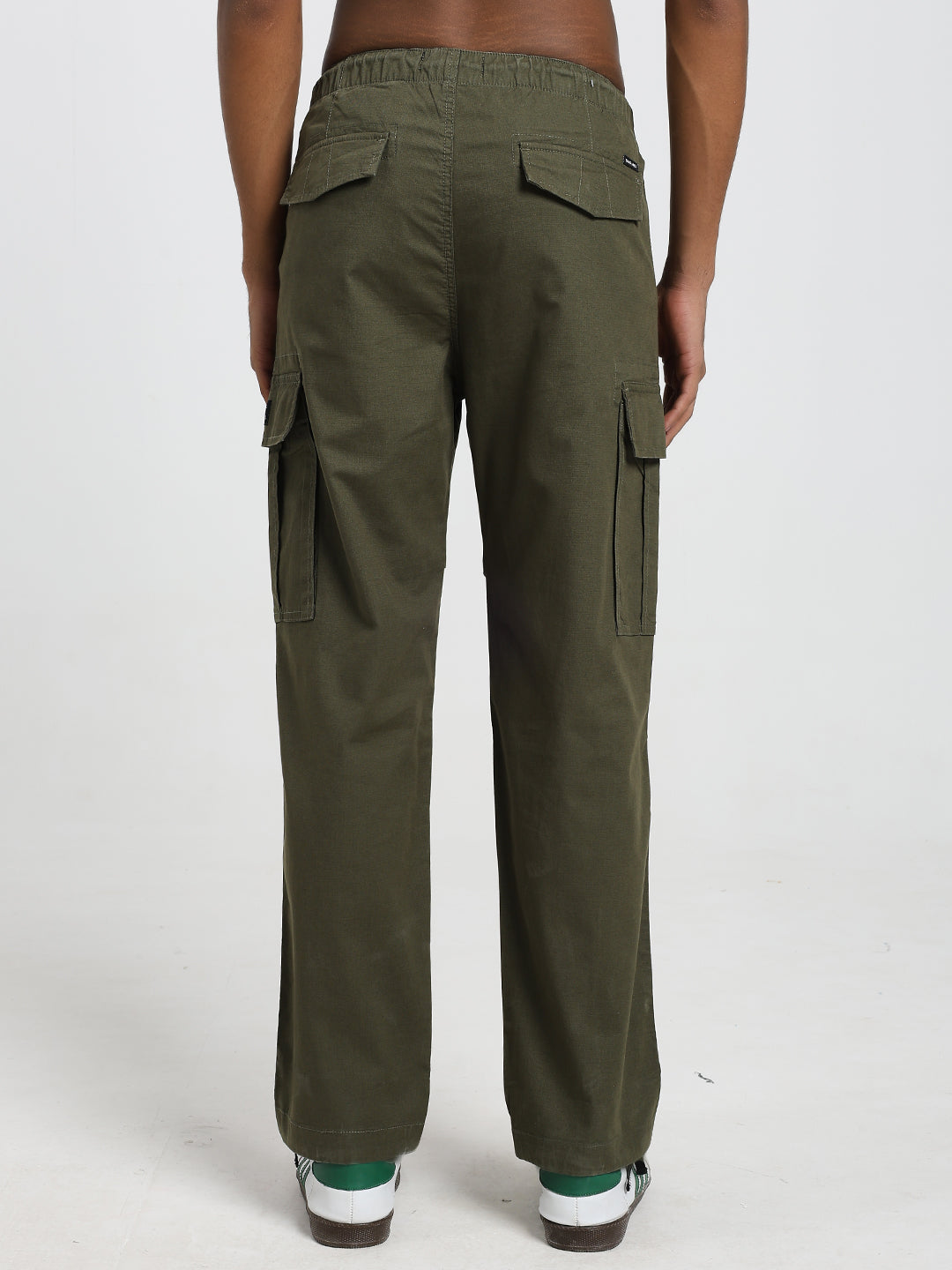 Men's Honeycomb weave straight fit olive cargo