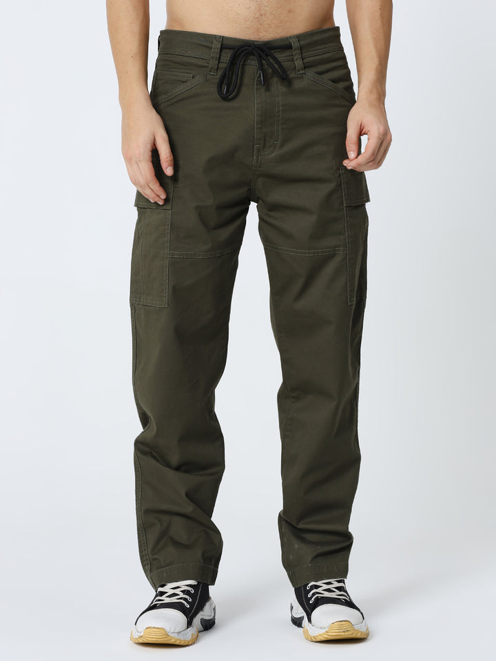 Men's Dobby stretch straight cargo green