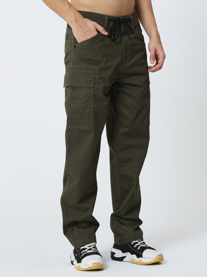 Men's Dobby stretch straight cargo green
