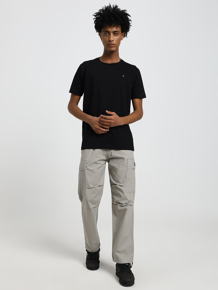 Men's Honeycomb weave straight fit light grey cargo