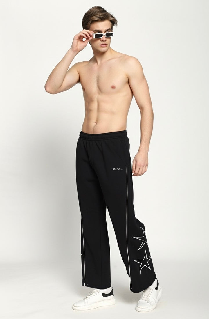 Unisex Black Fleece Baggy Sweatpants