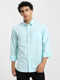 Men's Aqua linen shirt