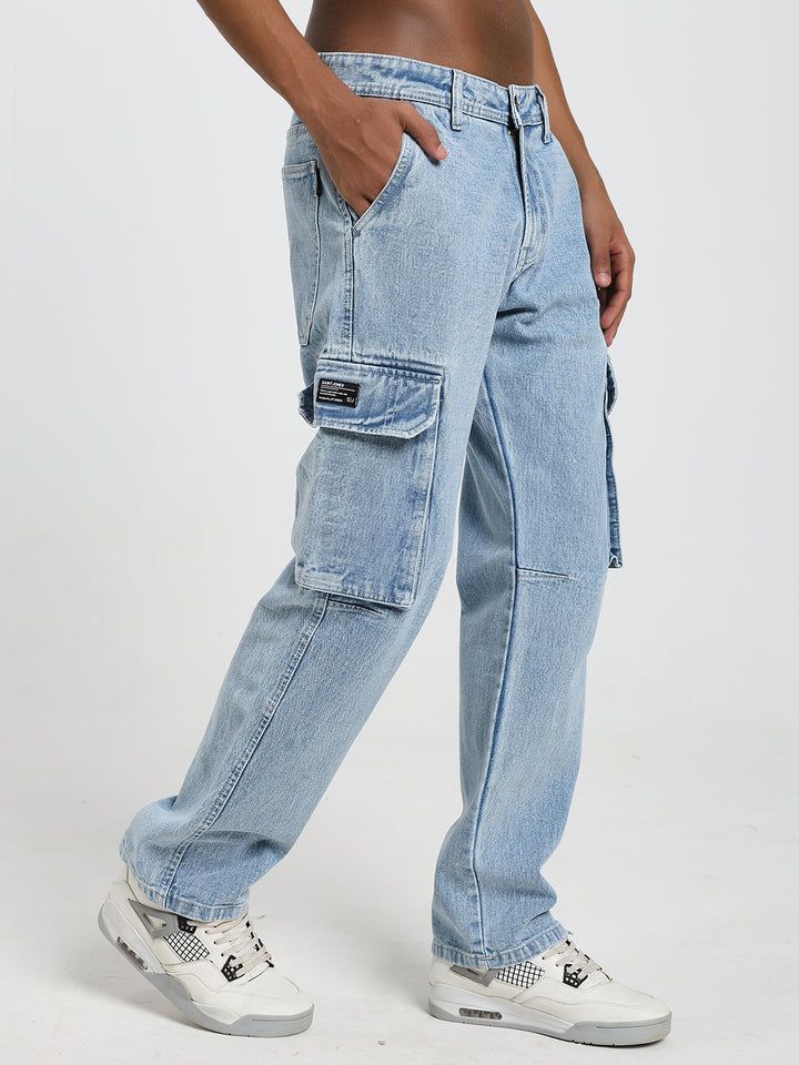 Men’s Light Blue Cargo Denim
