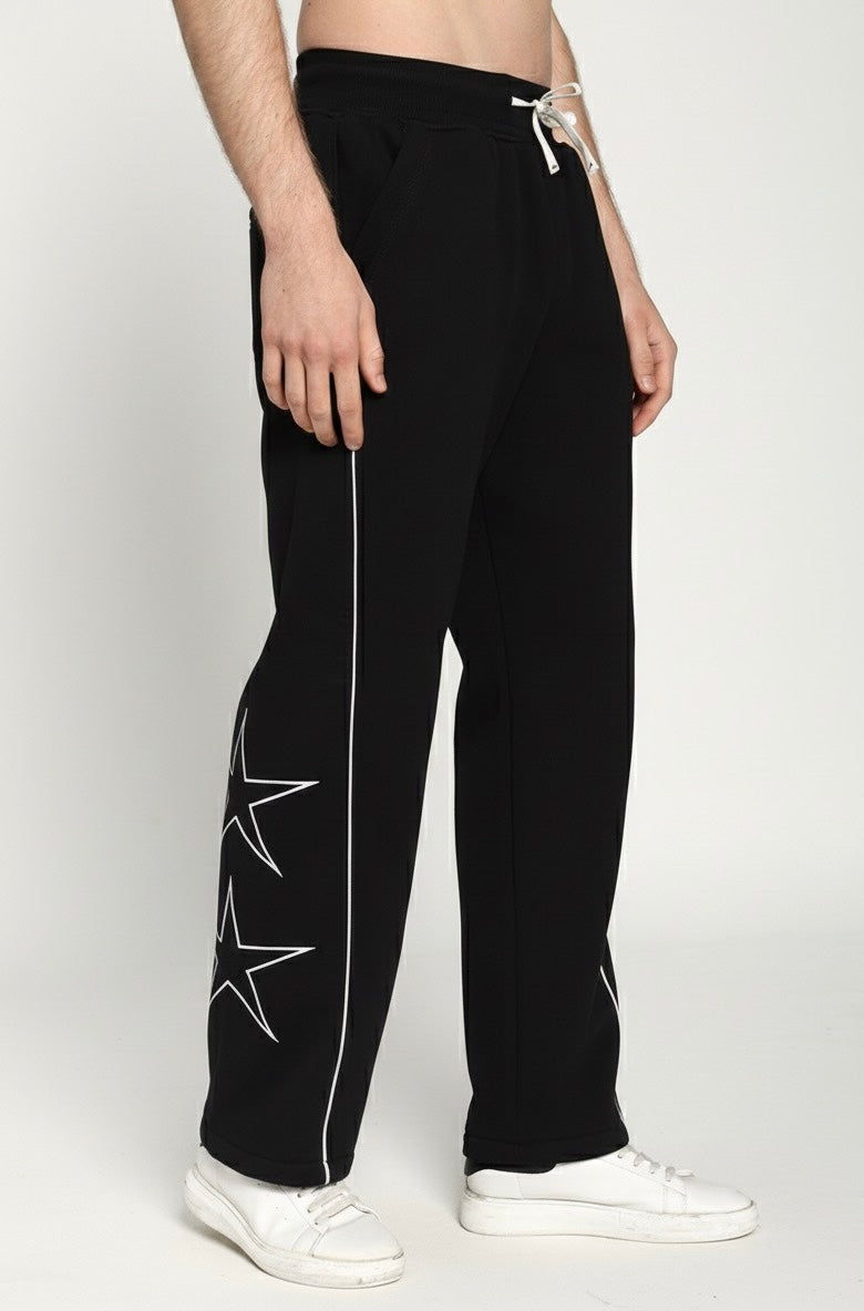 Unisex Black Fleece Baggy Sweatpants