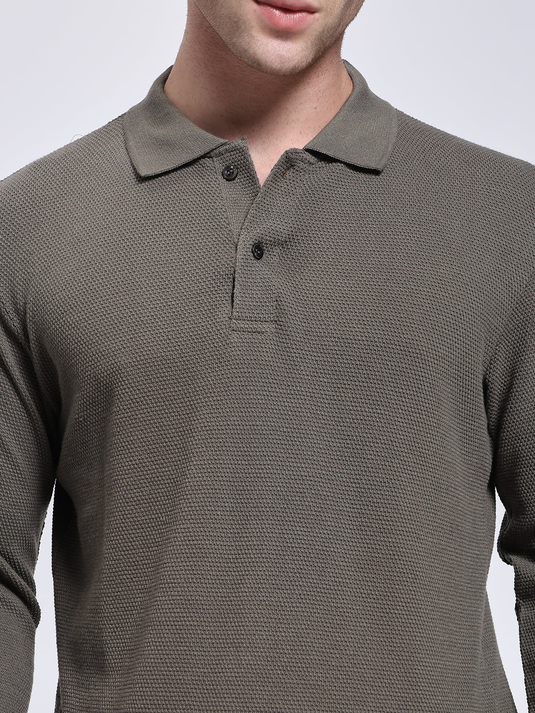 Men’s Olive Full Sleeve Polo T-Shirt