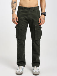 Men's Dark olive ecru over dye slim cargo