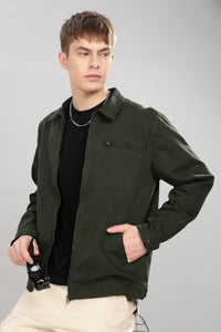 Men’s Green Casual Zip-Up Jacket
