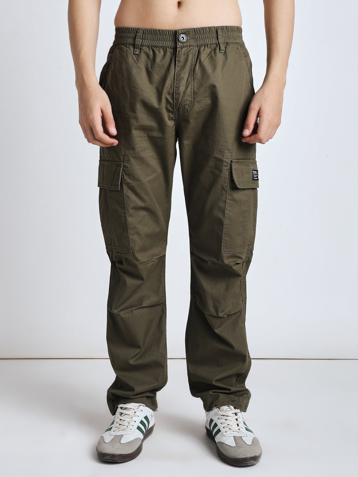 Men's New edition Six pockets straight olive cargo