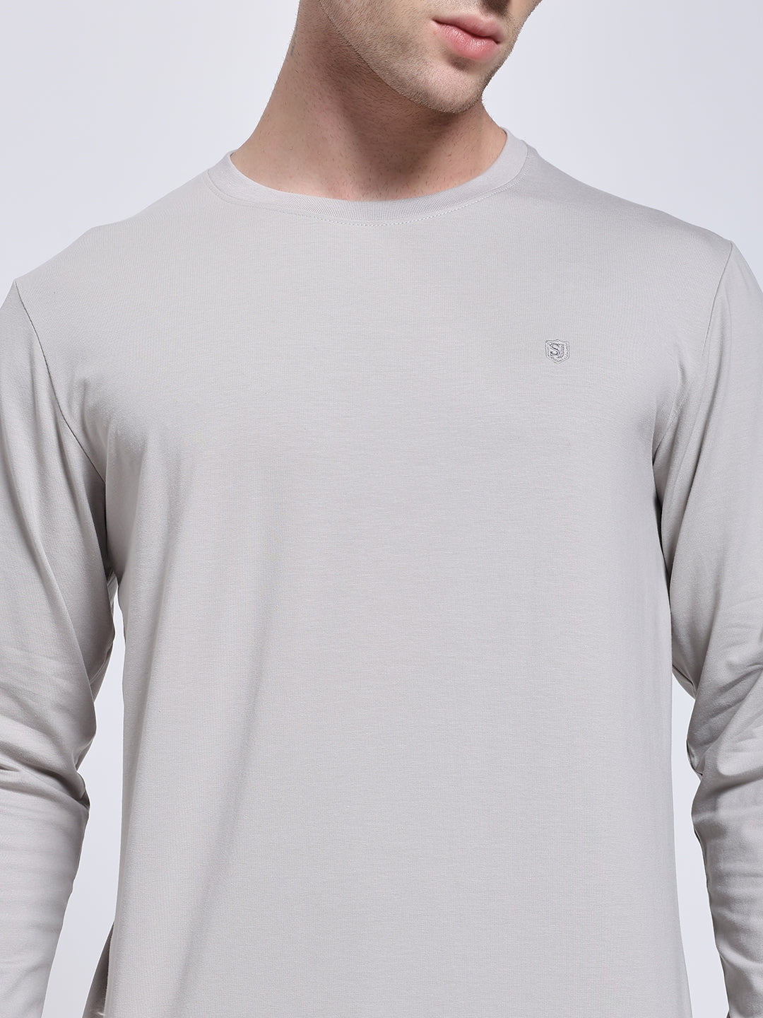 Men’s Solid Grey Full Sleeve Lycra T-Shirt