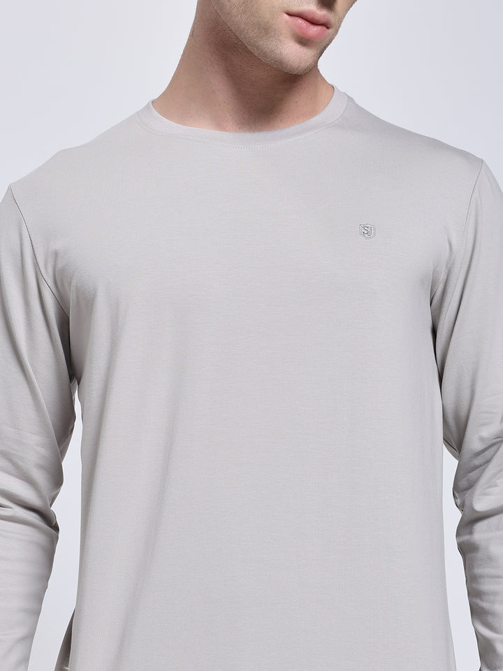 Men’s Solid Grey Full Sleeve Lycra T-Shirt