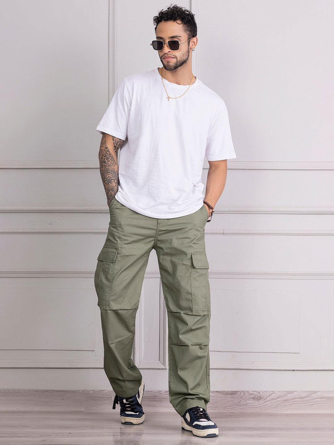 BAGGY OLIVE GREEN CARGO - St.Jones