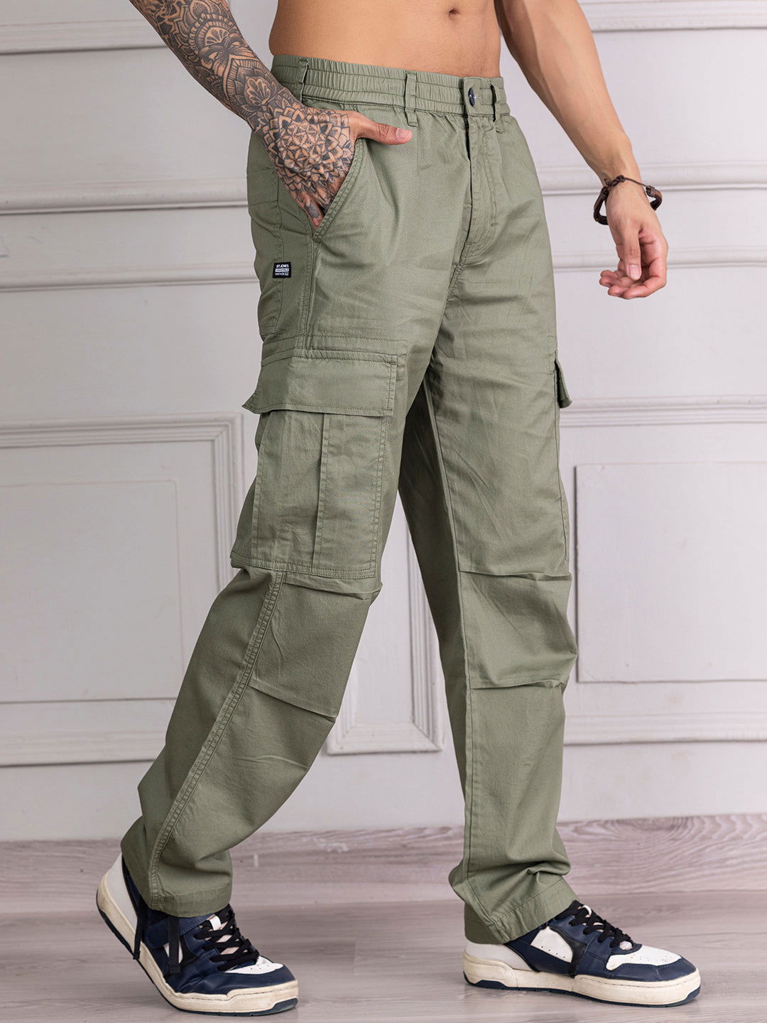 BAGGY OLIVE GREEN CARGO - St.Jones