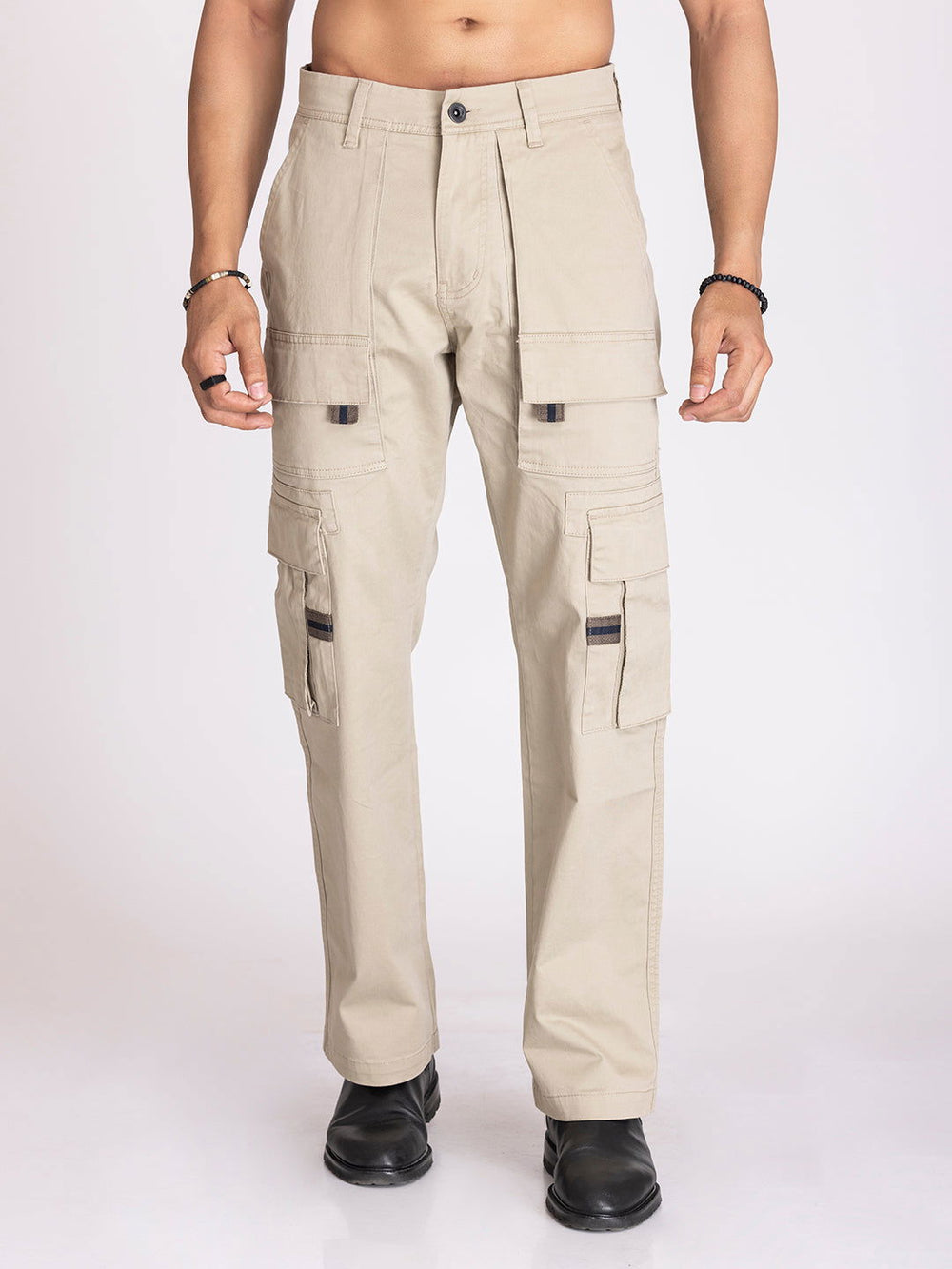 BAGGY UTILITY CARGO PANTS-BEIGE - St.Jones