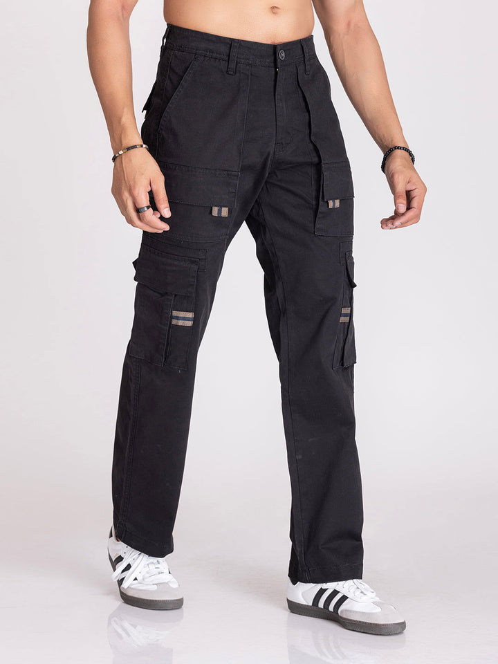 BAGGY UTILITY CARGO PANTS-BLACK - St.Jones