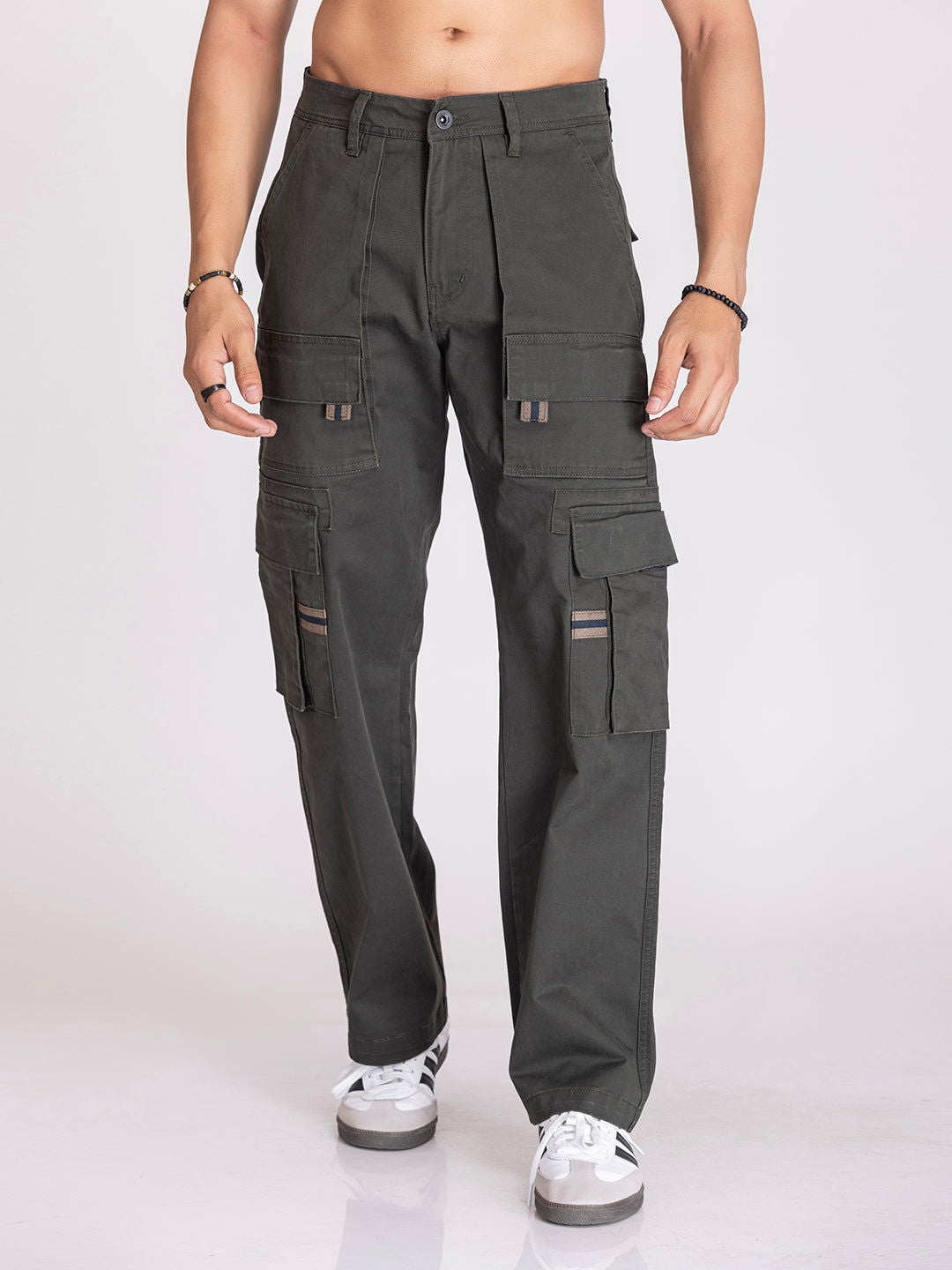 BAGGY UTILITY CARGO PANTS-DARK GREEN - St.Jones