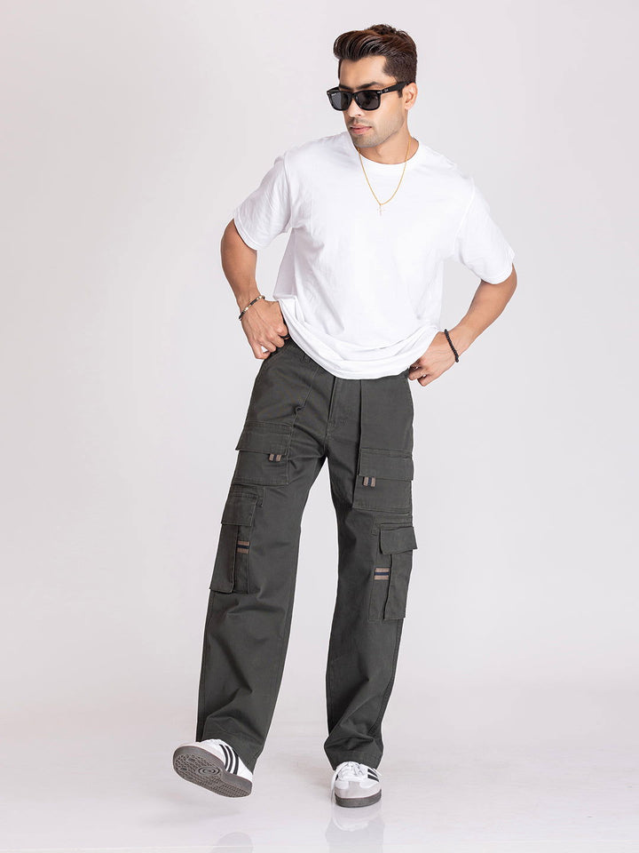 BAGGY UTILITY CARGO PANTS-DARK GREEN - St.Jones