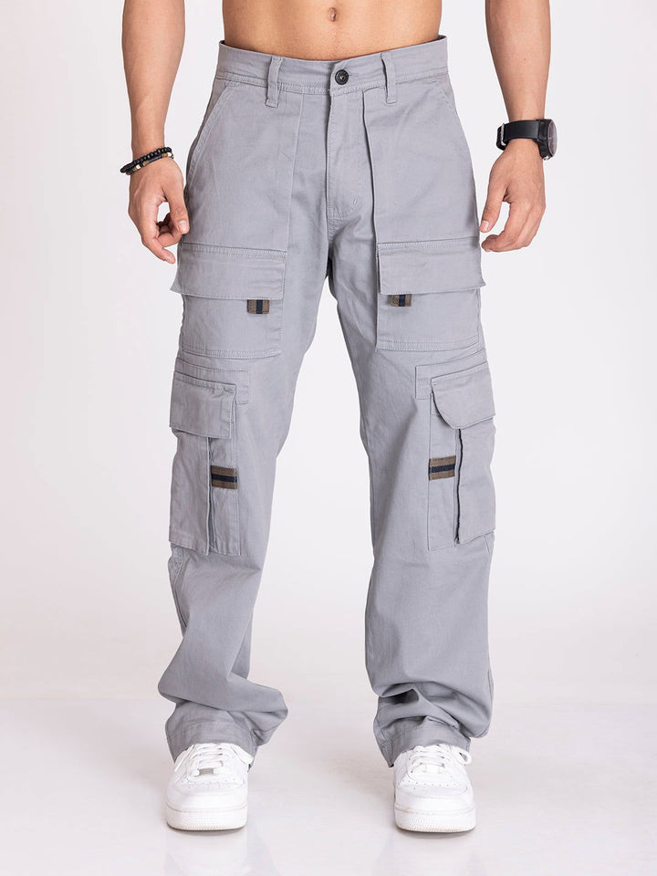 BAGGY UTILITY CARGO PANTS-LIGHT GREY - St.Jones