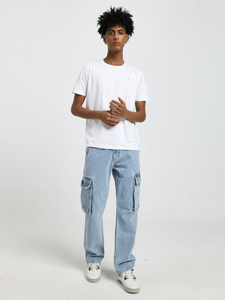 Men’s Light Blue Cargo Denim