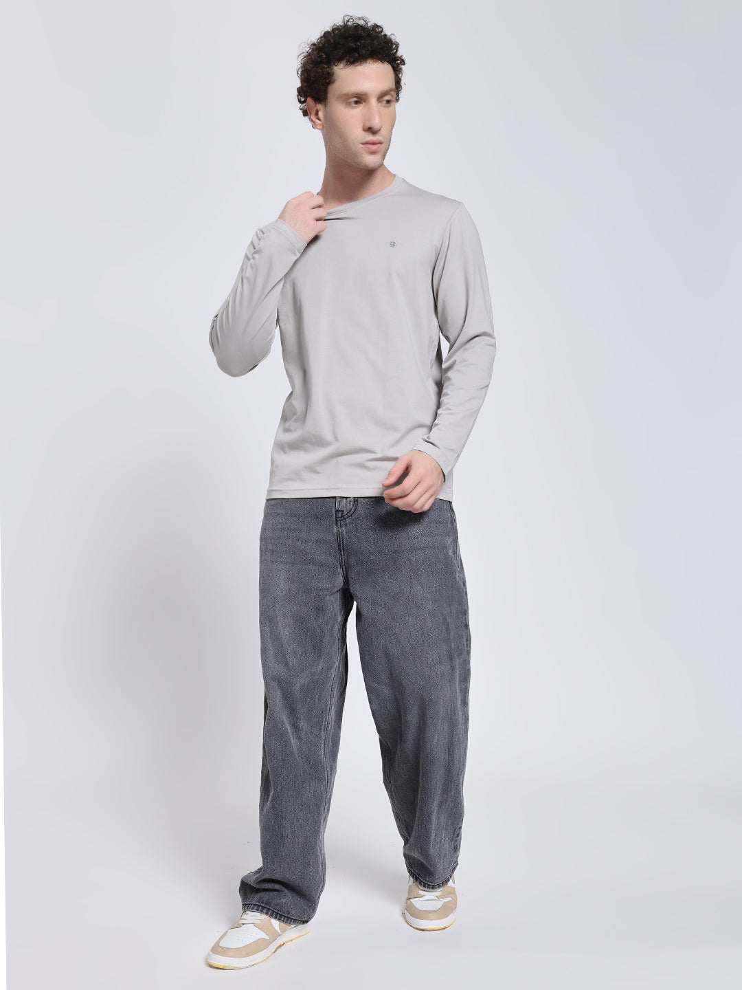 Men’s Solid Grey Full Sleeve Lycra T-Shirt