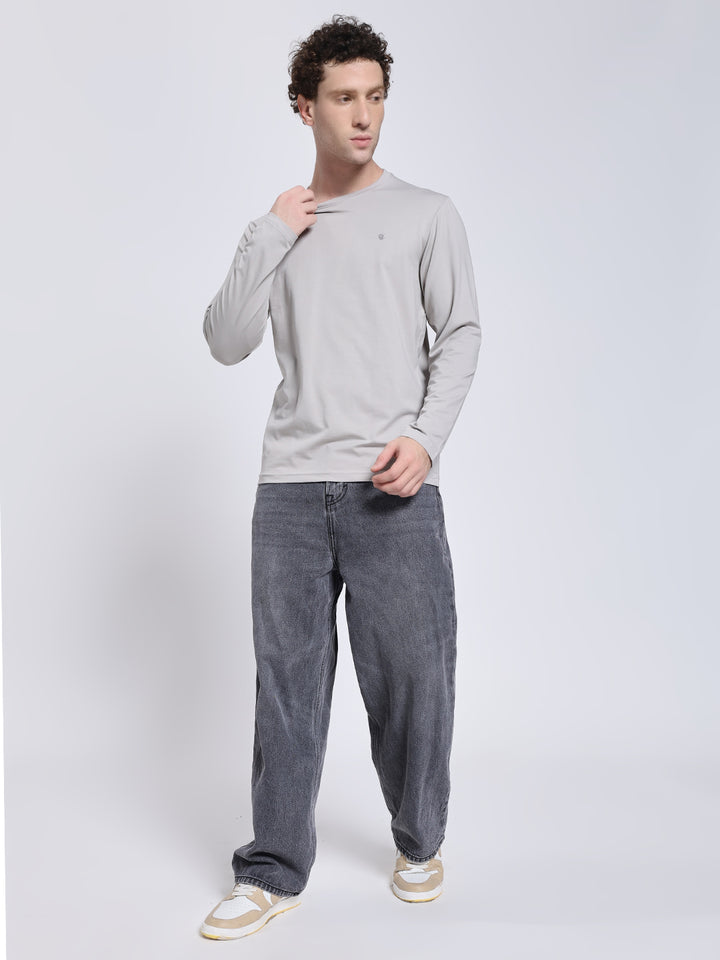 Men’s Solid Grey Full Sleeve Lycra T-Shirt